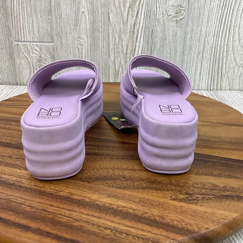 Brand New NOBO No Boundaries Women's 6 Purple Platform Slip on Sandals Open